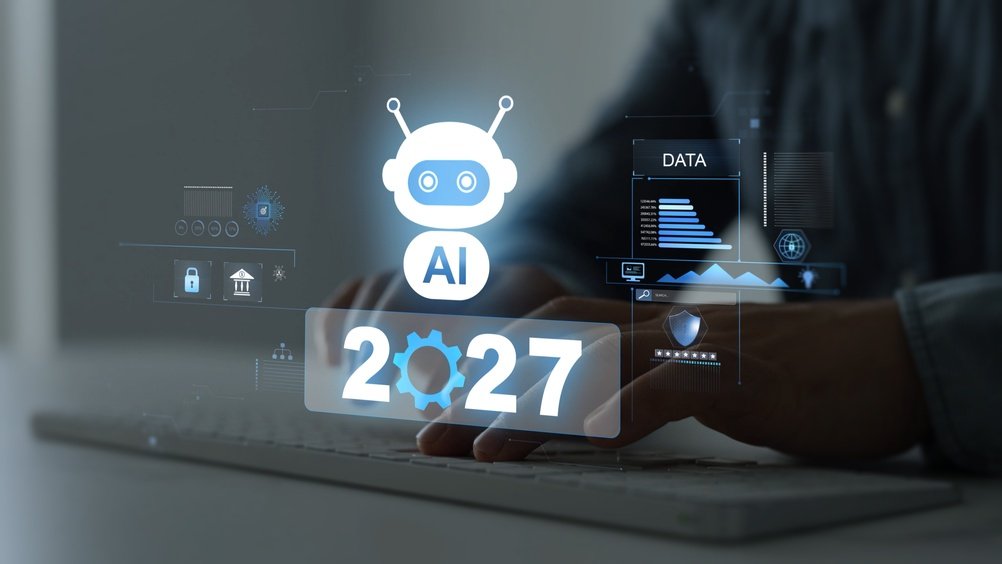Executives reviewing an AI workflow dashboard in a Dubai office, illustrating AI business transformation in the UAE
