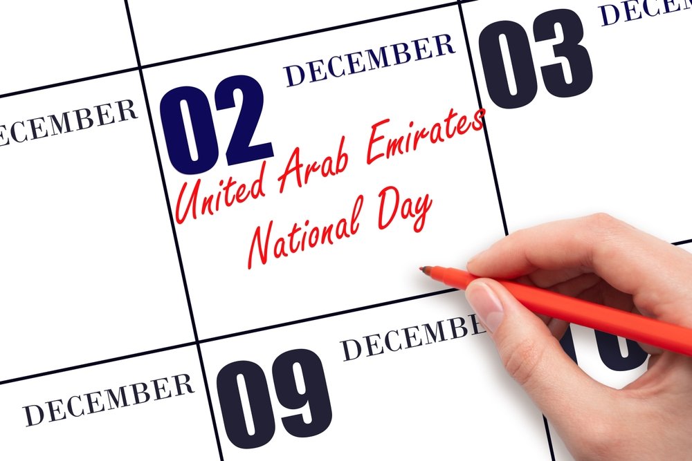Calendar showing UAE public holidays and annual leave days planned around Eid Al Etihad